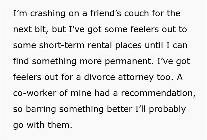 Text excerpt discussing a woman admitting to cheating multiple times and the husband's response involving her parents and separation.