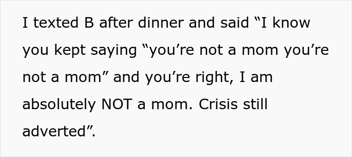 Text message about a best friend fight with mom discussing identity and emotional crisis after dinner.