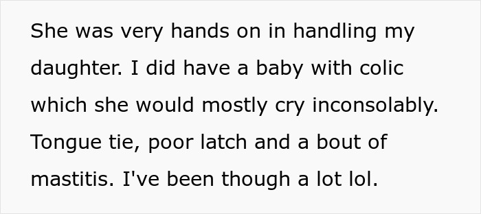 Text excerpt about man caring for baby with colic, tongue tie, and mastitis, showing hands-on parenting challenges.