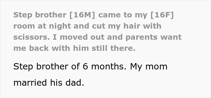 Teen cuts step-sister&rsquo;s hair at night, parents downplay it despite her moving out over the creepy incident.