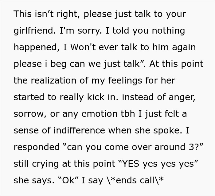 Text message conversation showing a boyfriend confronting his girlfriend about her ex using his apartment to meet.