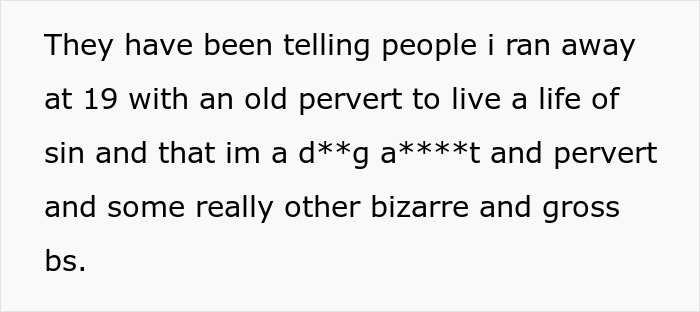 Mensagem de texto de um homem gay rejeitando as alegações dos pais sobre seu passado e a recusa em financiar a aposentadoria.