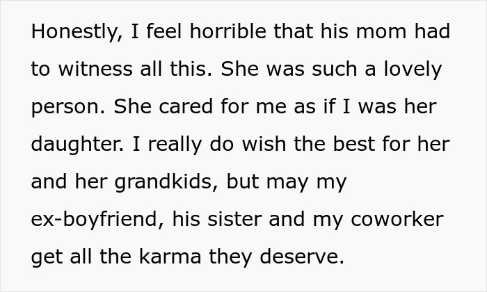 Woman congratulates boyfriend and his pregnant mistress in front of coworkers, causing tension and emotional fallout.