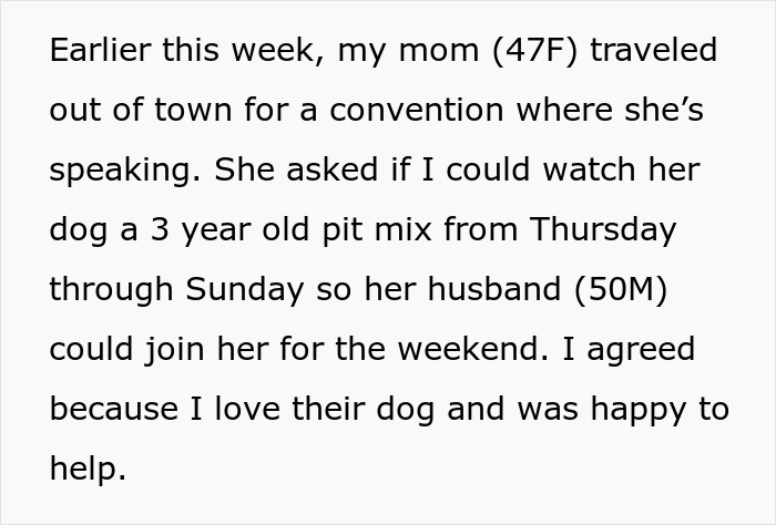Text describing neglectful owner dog health problems with story about watching a pit mix dog while owner is away.