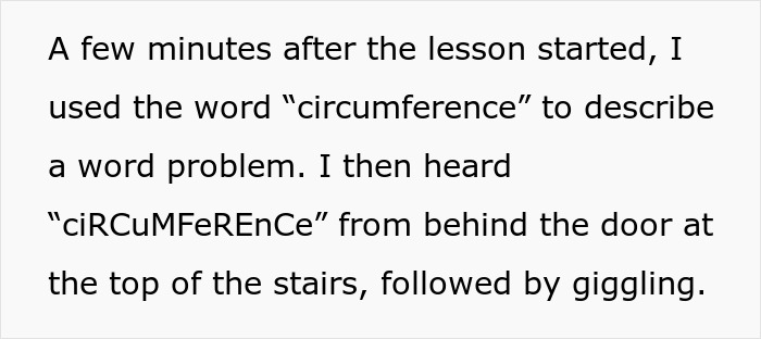Text excerpt describing a teacher encountering disruptive behavior during a Zoom lesson with students.