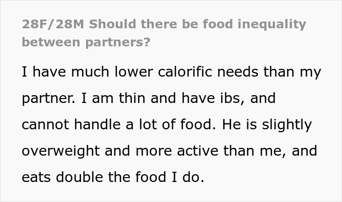 O cara paga 50% pelas refeições e mantimentos, GF fica irritada porque ele também consome a parte dela na comida