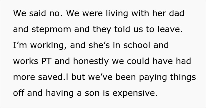 Grandparents kick young family out for refusing to leave toddler behind during medical school struggles and expenses.