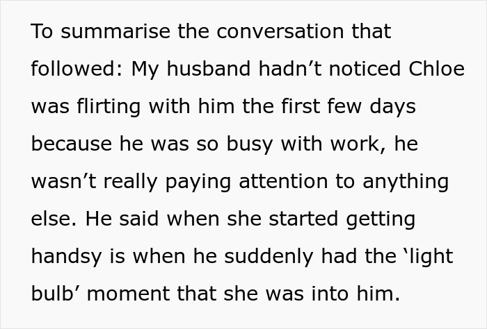 Text excerpt about a husband unaware of his wife&rsquo;s sister-in-law flirting and plotting to replace her with her bestie.