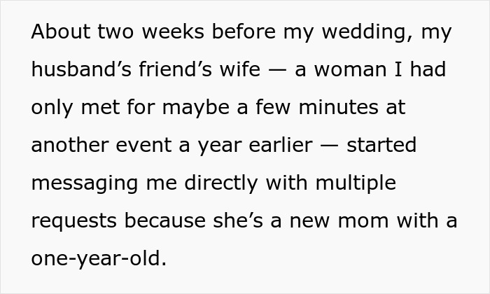 Woman Barely Knows Bride But Sends Lengthy Baby Updates, Last-Minute Ask Finally Gets Shut Down Woman Barely Knows Bride But Sends Lengthy Baby Updates, Last-Minute Ask Finally Gets Shut Down