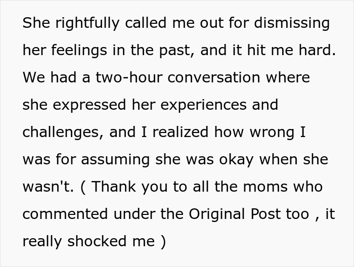 Text about a man reflecting on dismissing his pregnant wife's feelings and realizing his mistakes after a long conversation.