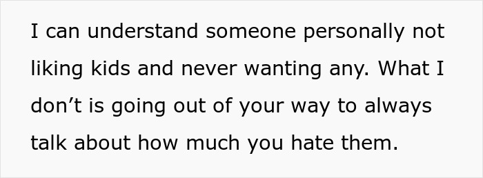 Text on a white background discussing personal feelings about kids, highlighting rude relationship dynamics involving sil baby.