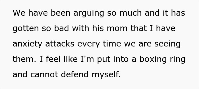 Text excerpt describing new mom&rsquo;s anxiety attacks during in-laws visits and ongoing arguments with mother-in-law.