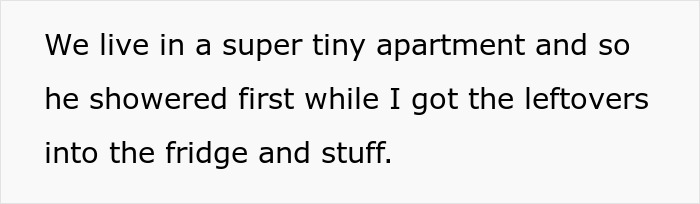 Text about a woman’s innocent goofy joke revealing that her husband is a horrible cheating jerk in a tiny apartment.