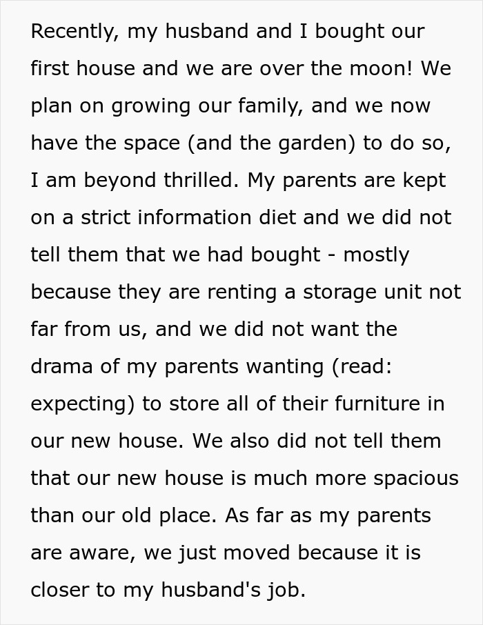 Parents mad daughter didn&rsquo;t tell them she bought a house while being sneaky about the new home and family plans.