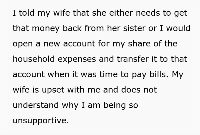 Man discovers wife secretly sent $2K to sister&rsquo;s pyramid scheme, confronts her with a strict ultimatum.