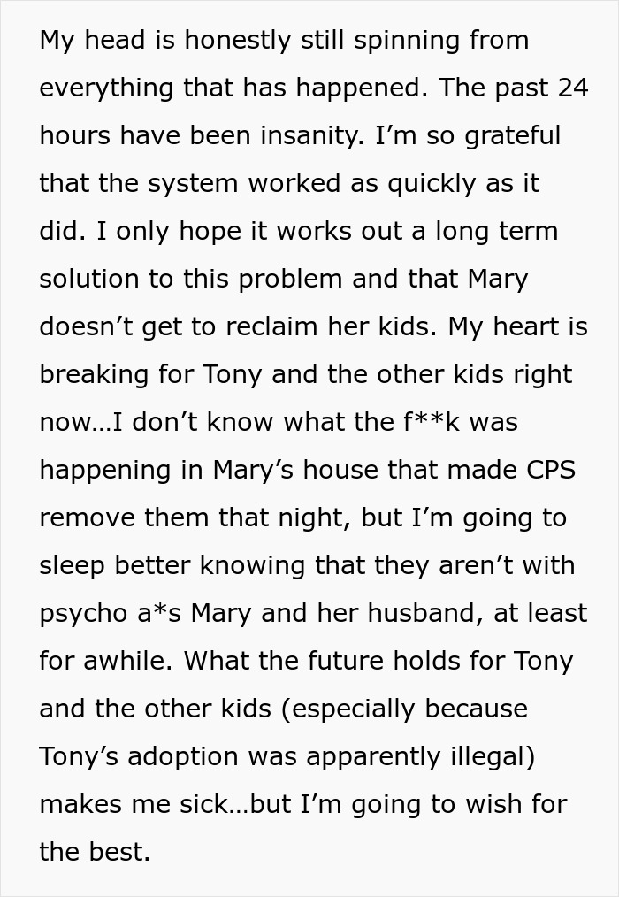 Texto discutindo a luta de uma mulher com seu 8º filho adotivo se comportando de maneira horrível e sua tentativa de entregá-lo no Facebook. Texto discutindo a luta de uma mulher com seu 8º filho adotivo se comportando de maneira horrível e sua tentativa de entregá-lo no Facebook.