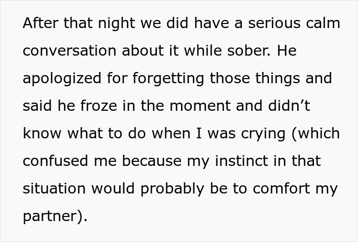 Text excerpt from a story about a boyfriend keeping notes on favorite foods but forgetting important details.