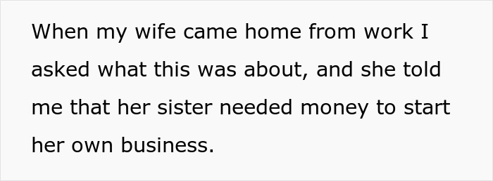 Text excerpt about a man confronting his wife who secretly sent $2K to her sister&rsquo;s pyramid scheme.