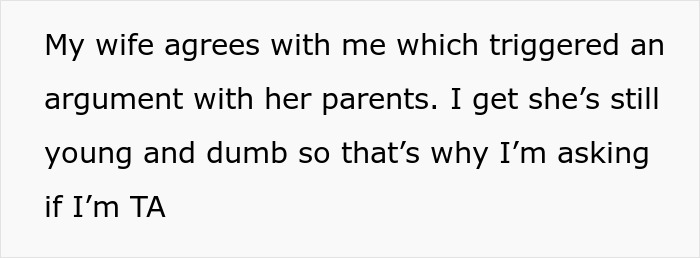 Text excerpt about a tense family conversation, illustrating a sil baby rude relationship conflict scenario.