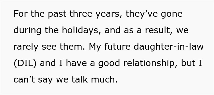 Text excerpt about a strained relationship between MIL, son, and daughter-in-law, highlighting family tension and rejection.