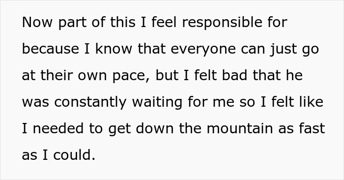 Trecho de texto sobre homens abandonando suas parceiras durante atividades ao ar livre, destacando sentimentos de responsabilidade e ritmo.