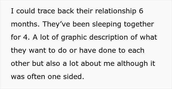 Text excerpt about tracing relationship and discovering affair details from a woman affected by her husband&rsquo;s affair.