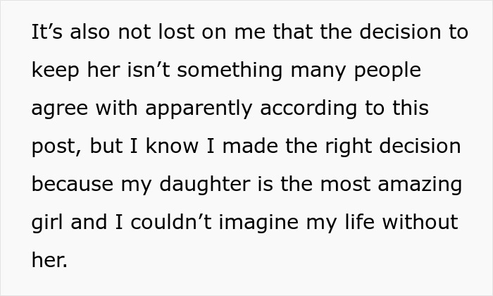 Text about daughter and decision, related to MIL secretly DNA testing grandkid causing family conflict and backlash.