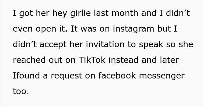 Woman tries to ignore husband&rsquo;s mistress as she keeps trying to contact her via Instagram, TikTok, and Facebook Messenger.