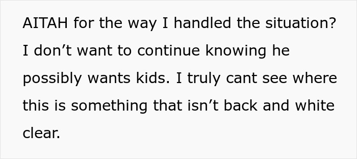 Text excerpt about boyfriend demands a veto on woman&rsquo;s medical procedure to keep his fatherhood dreams alive, questioning if the situation was handled well.