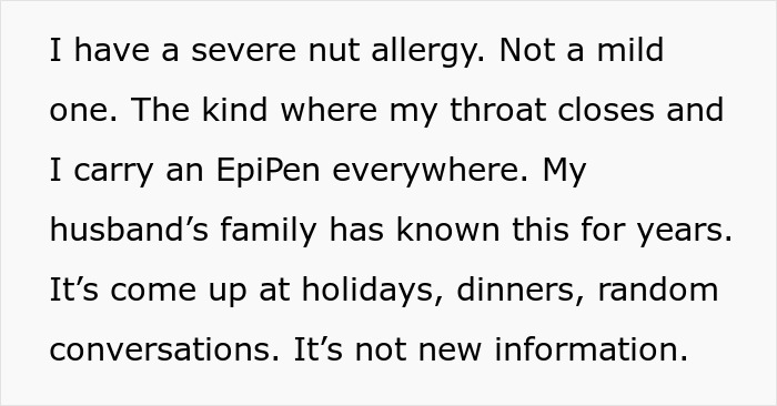 MIL Puts Anaphylaxis On Wedding Menu, Adds Nuts To A “Special Dish” Despite Bride’s Severe Allergy MIL Puts Anaphylaxis On Wedding Menu, Adds Nuts To A “Special Dish” Despite Bride’s Severe Allergy
