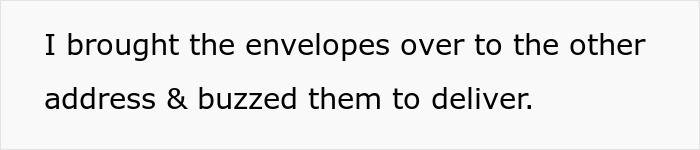 Person holding a stack of fancy wedding invites, preparing to deliver envelopes to a neighbor's address.