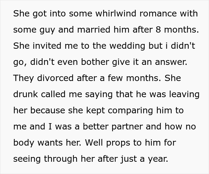 Text excerpt about a whirlwind romance, divorce, and reflecting on trashing girlfriend's gift after relationship ends.