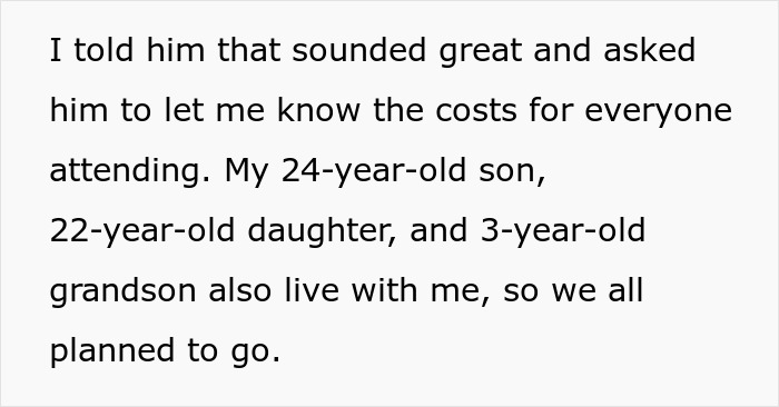 Text excerpt discussing a MIL planning a spite trip after son and DIL rejecting her and the resulting anger from the DIL.