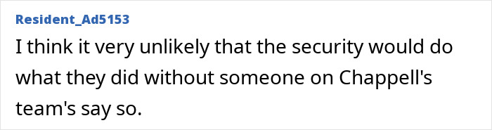Comment from Resident_Ad5153 discussing security guard scandal involving Chappell Roan and luxury hotel sides with Jude Law's daughter. Comment from Resident_Ad5153 discussing security guard scandal involving Chappell Roan and luxury hotel sides with Jude Law's daughter.
