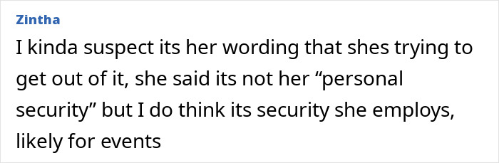 Screenshot of an online comment discussing the security guard scandal involving Chappell Roan and Jude Law's daughter. Screenshot of an online comment discussing the security guard scandal involving Chappell Roan and Jude Law's daughter.