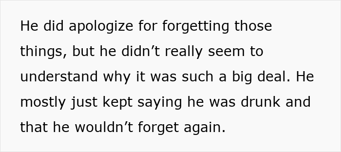 Text excerpt discussing a boyfriend apologizing while showing romantic indifference in a personal relationship.