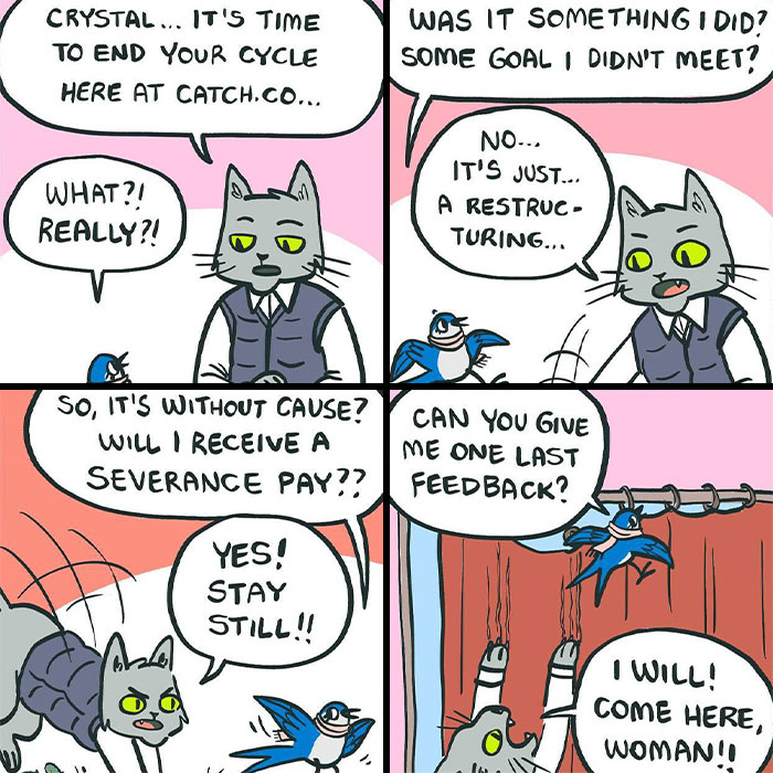 Artist Lark’s Catch.co Universe Returns With 60 New Comics About Birds And Their Cat Boss