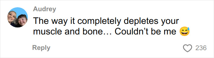 Comment warning about muscle and bone depletion from weight loss injections, shared by Brianna Chickenfry followers online.