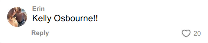 Comment by Erin saying Kelly Osbourne with 20 likes on a social media post about weight loss injections.