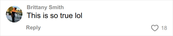 Comment by Brittany Smith saying This is so true lol with 18 likes on a social media post about weight loss injections.