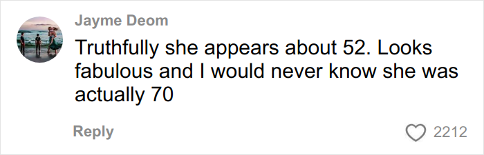 Comment from Jayme Deom praising a grandma's transformation by a miracle plastic surgeon making her look decades younger.