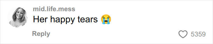 Comment on social media post showing a user expressing happy tears, related to miracle plastic surgeon viral transformation.
