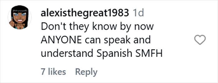 Social media comment highlighting a restaurant review bombed after waitress used Spanish racial slur unknowingly.