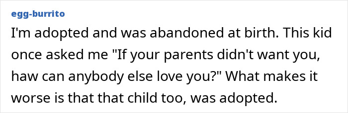 Text post showing a kid’s unfiltered roast about adoption shared in a collection of grown-ups roasted by kids.