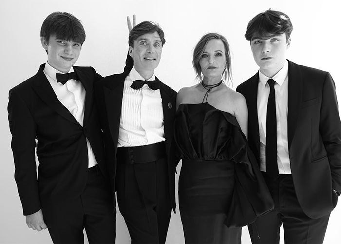 Cillian Murphy dressed in black tuxedo with family, sparking debate over his appearance and how he&rsquo;s aged in black and white photo
