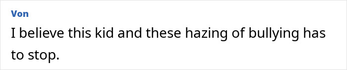 Comment expressing concern about bullying and hazing, highlighting the need to stop harmful behaviors in youth interactions.
