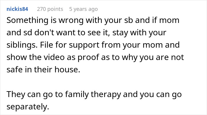 Comment warning about creepy teen cutting step-sister&rsquo;s hair and parents&rsquo; dismissive reaction, suggesting family therapy.