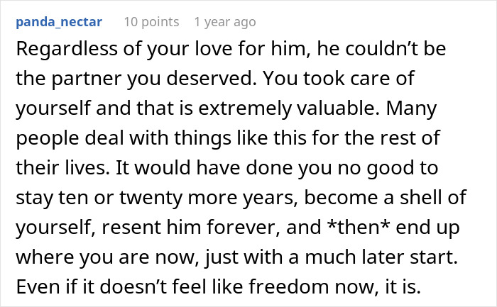 Screenshot of an online comment discussing a man's love story and reconnecting with an ex he never stopped thinking about.