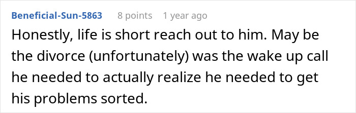 Comment discussing reconnecting with an ex and realizing the need to resolve personal problems in a heartfelt love story.