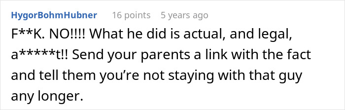 Text comment warning parents about a creepy teen cutting step-sister&rsquo;s hair, urging action despite parents&rsquo; indifference.